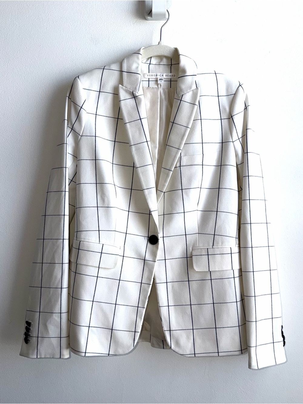 Veronica Beard Single-Button Blazer Size 4 Clubhouse Checkered Windowpane Plaid